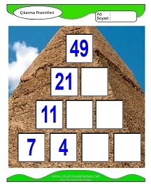 Çıkarma Pramidi Çalışma Sayfaları